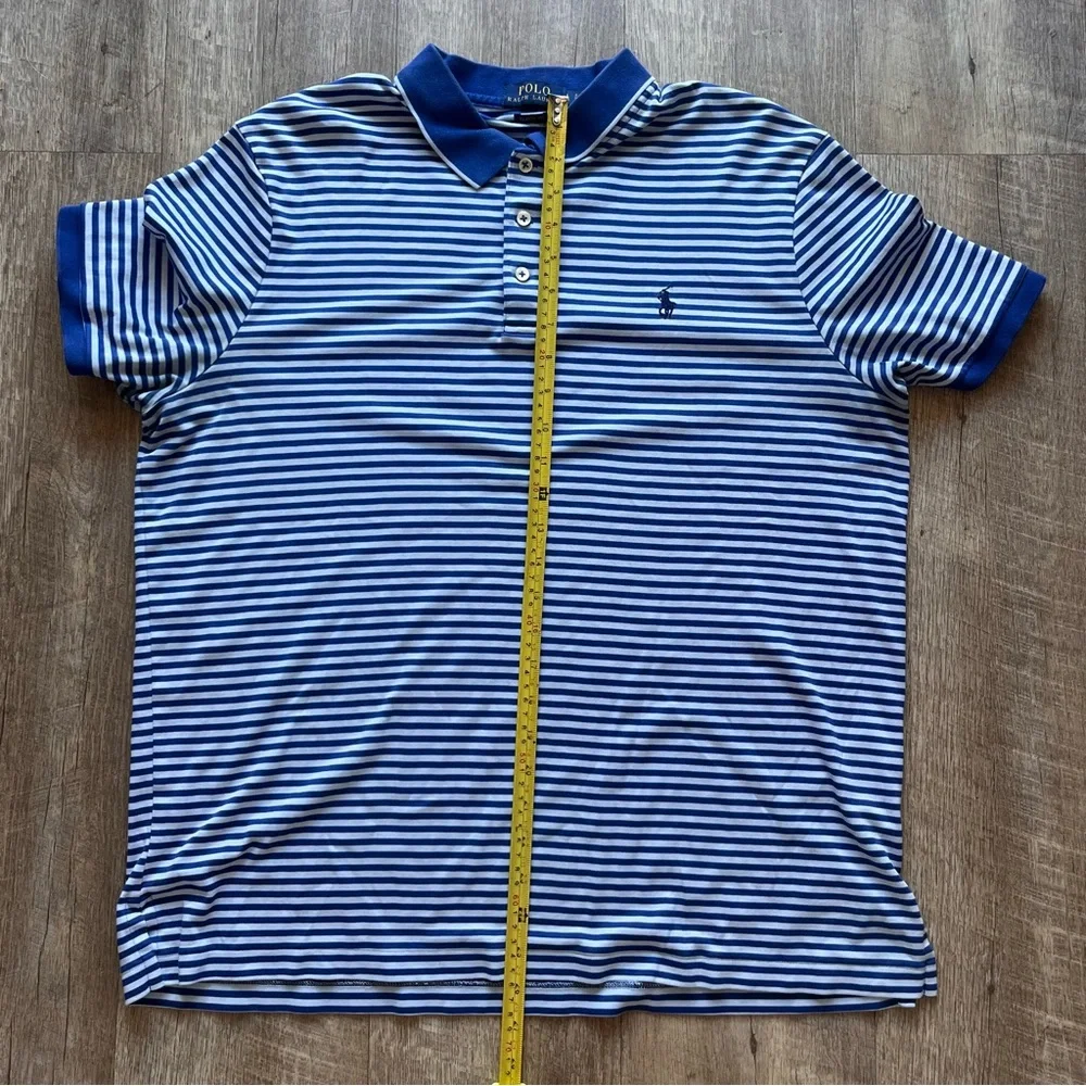 Polo Ralph Lauren Men's Classic Fit Striped Stretch Polo Shirt-Blue-Size L